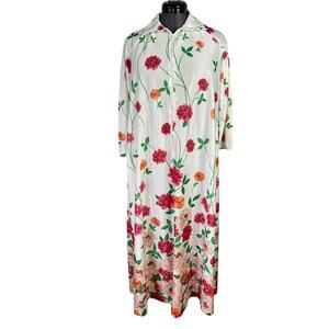 MuuMuu frolicking dress house coat floral red orange